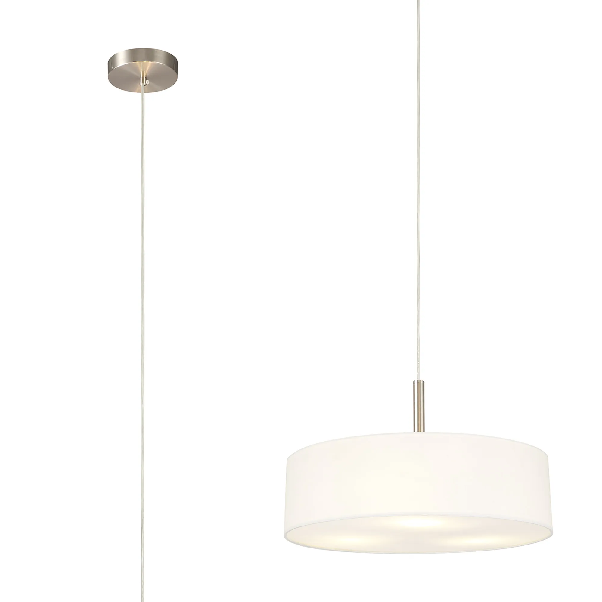 DK0721  Baymont 45cm 3 Light Pendant Satin Nickel; White